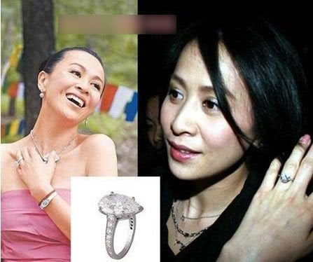 阿娇蜜月后甜晒大钻戒,阿娇钻戒和张馨予钻戒