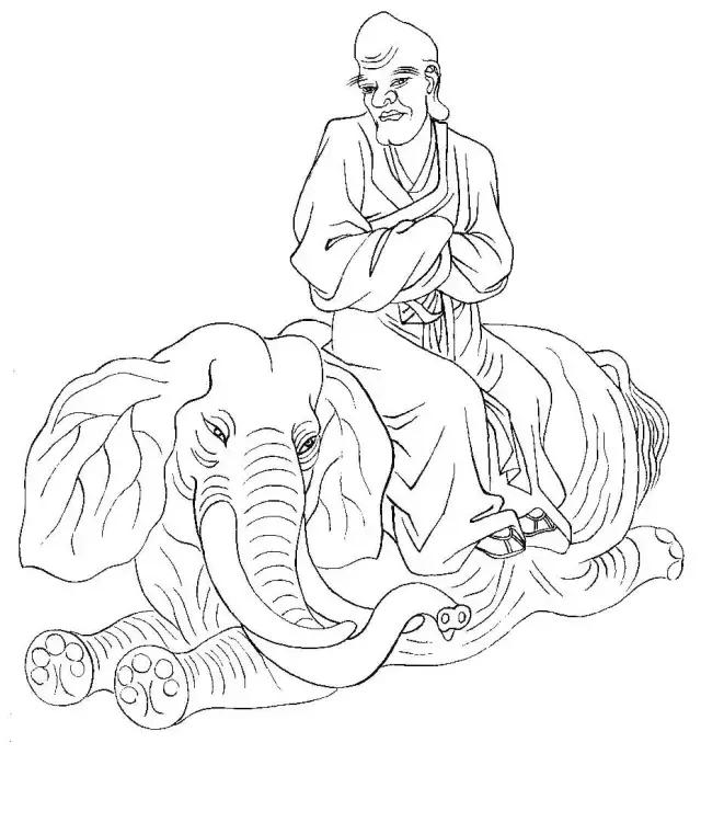 罗汉白描画稿,小写意罗汉图白描