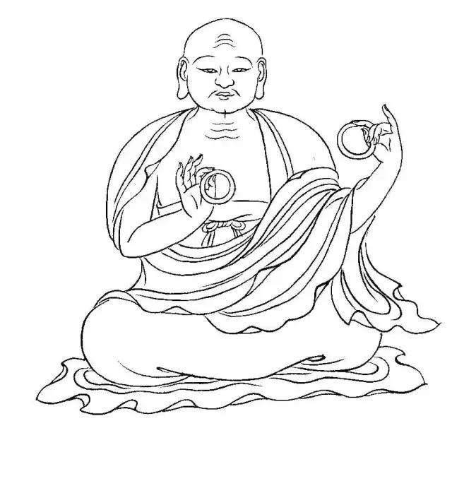 罗汉白描画稿,小写意罗汉图白描