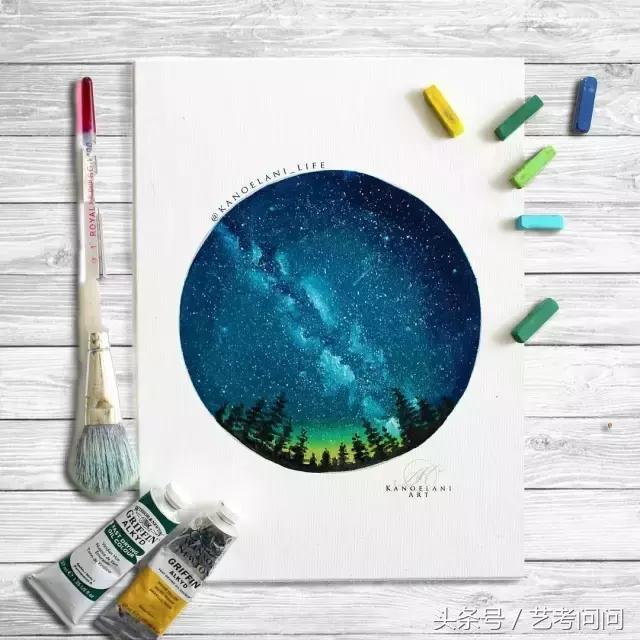 星空图片手绘水彩画视频,三至五年级水彩画星空画