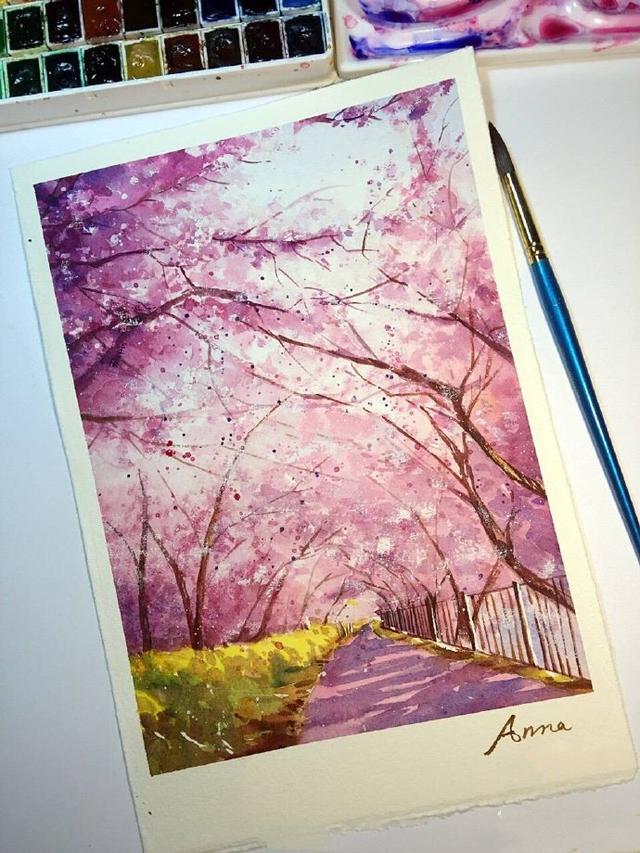 简单清新水彩画日漫,日本水彩风景画教程