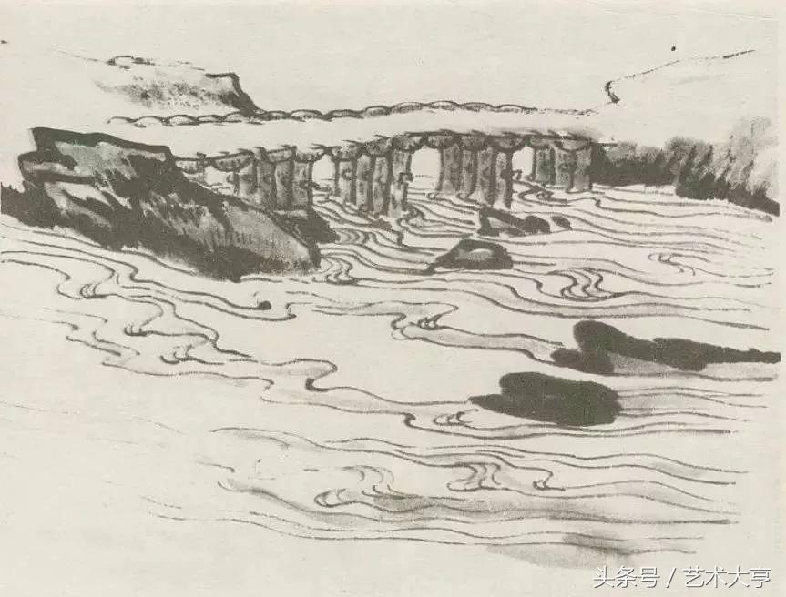 国画怎么画水中的山,画水国画教程