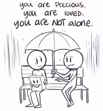 一幅心理健康漫画,对于抑郁的人如何心理辅导