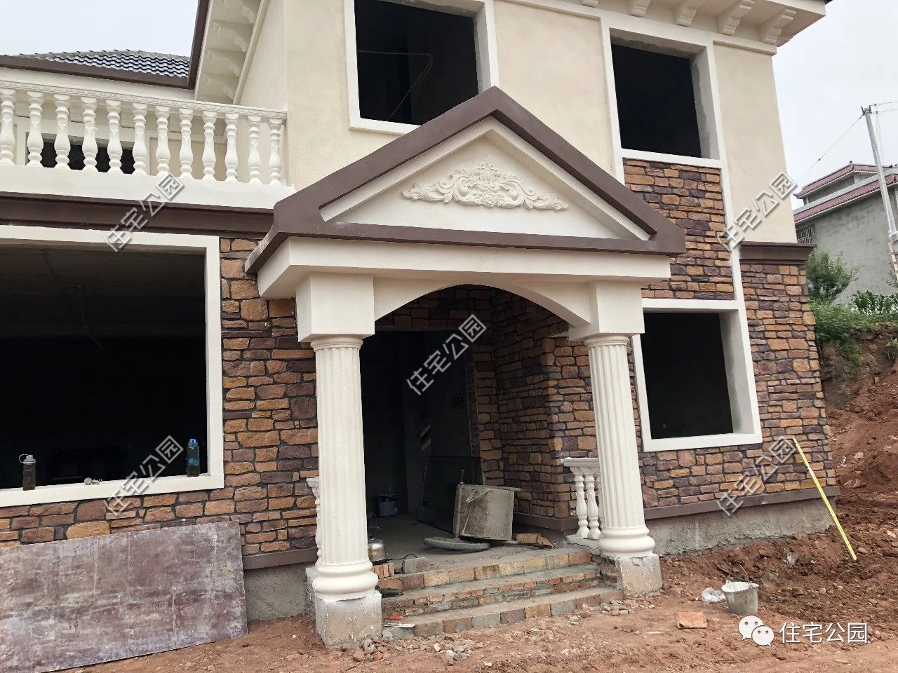 二十万建两层别墅施工,农村现代风二层小别墅施工队承包