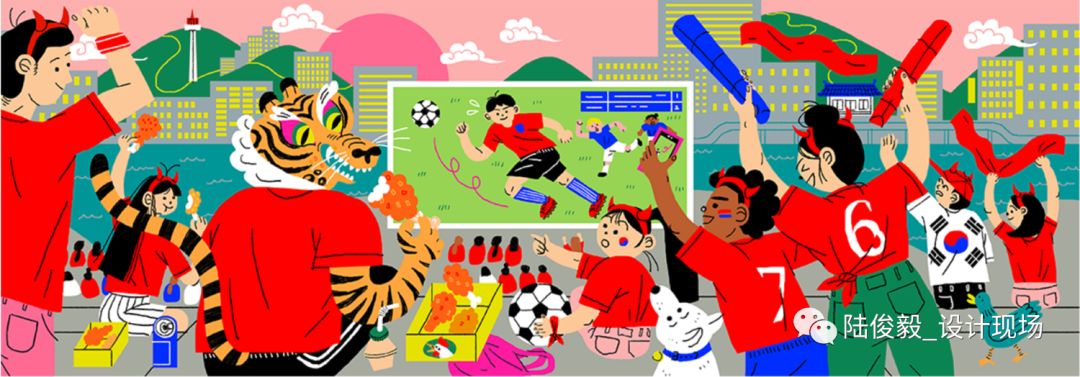 色彩构成世界杯插画图案,世界杯主题涂鸦