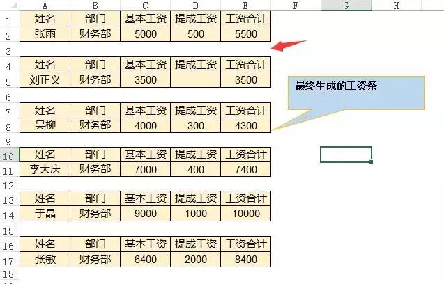excel技巧一分钟搞定工资条,excel制作带裁剪线的工资条