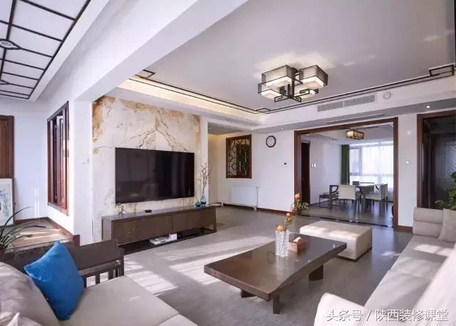 中式无主灯客厅吊顶效果图,80平客厅法式吊顶