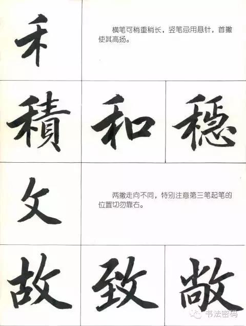 行书22个写法,米芾行书笔画偏旁部首精解