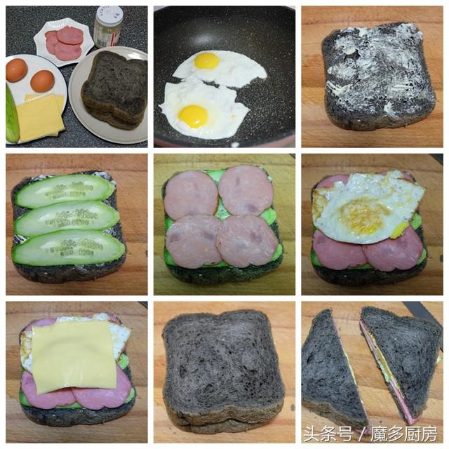 快手早餐10分钟搞定松饼式三明治,简单又美味五分钟搞定早餐三明治