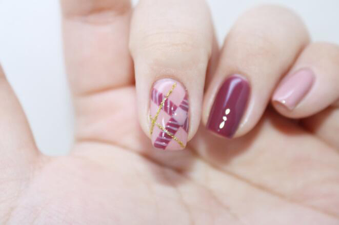 线条格纹美甲教程,美甲格纹款式图片大全