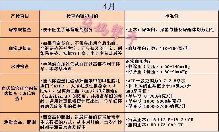 怀胎十月产检项目一览表,怀胎十月要经过哪些孕期检查