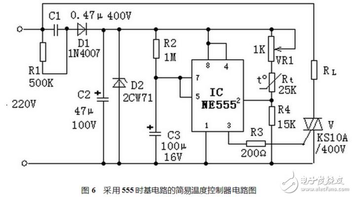 最简单温度控制电路图,温度控制电路