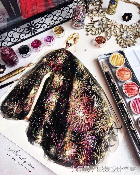 时装手绘|用指甲油画出高定时装的新加坡女插画师ChanClayrene