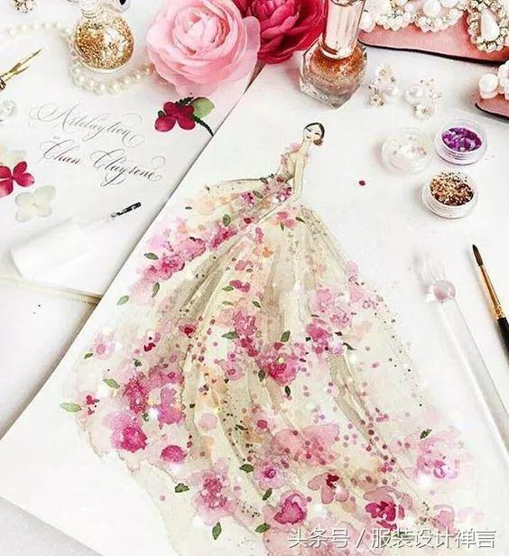 时装手绘|用指甲油画出高定时装的新加坡女插画师ChanClayrene