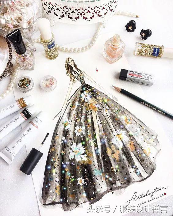 时装手绘|用指甲油画出高定时装的新加坡女插画师ChanClayrene