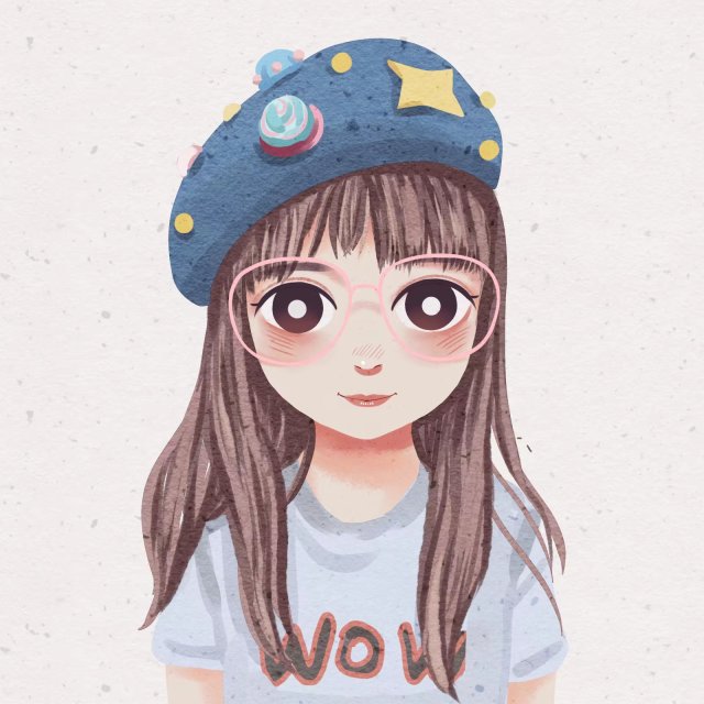 好看女生插画头像小学生,可爱插画动漫头像