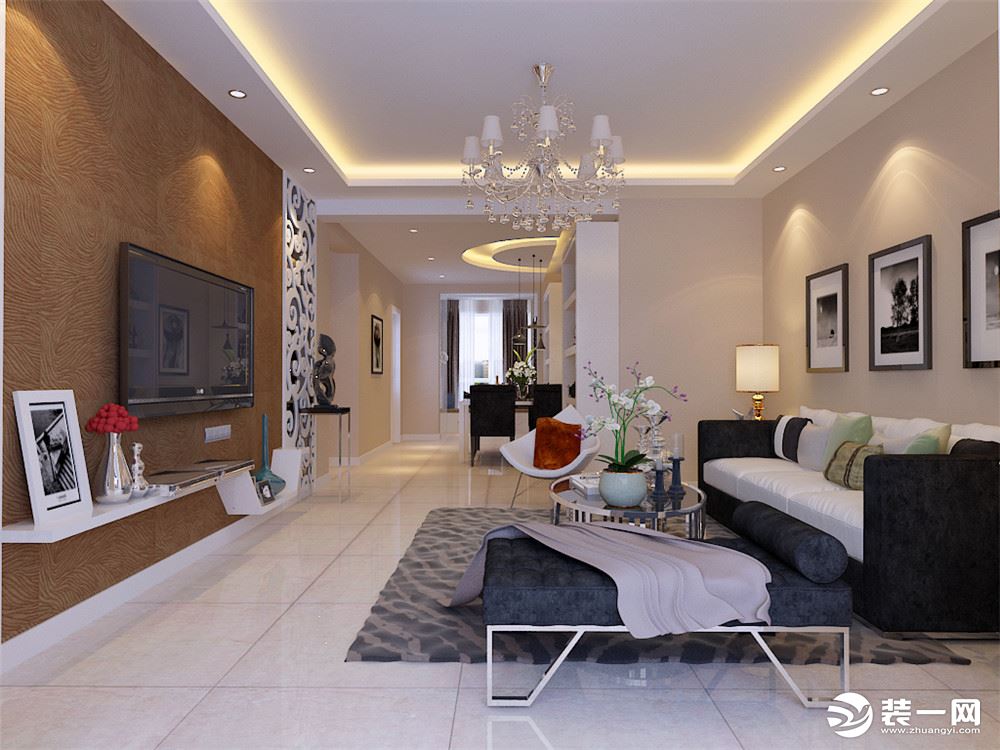 93平三室简装17万，餐厅半圆吊顶标新立异，青岛星雨华府绝无第二