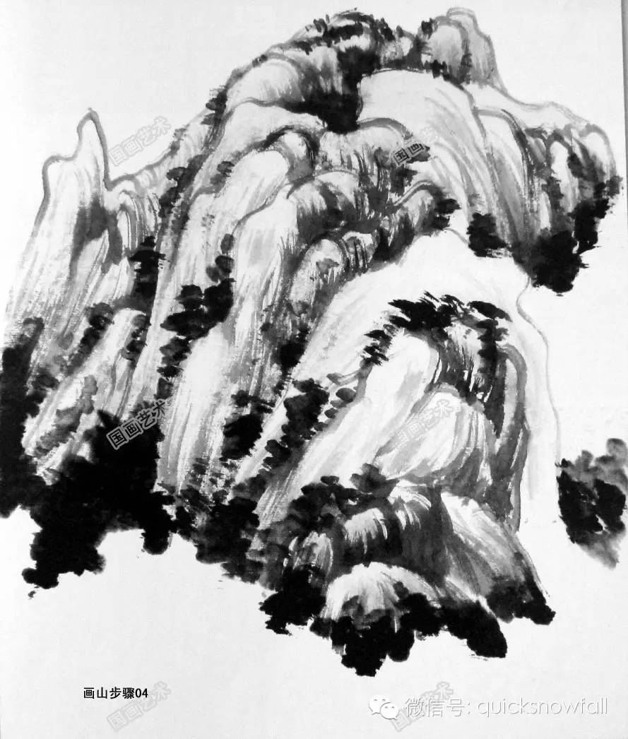 白崇然山水画山石画法合集,学院山水画山石画法