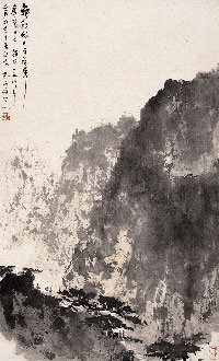 傅抱石创作国画天女散花图,傅抱石的国画作品《一望大江开》