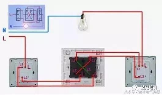 四个接线柱的单开双控开关接线图,四控开关如何接双控