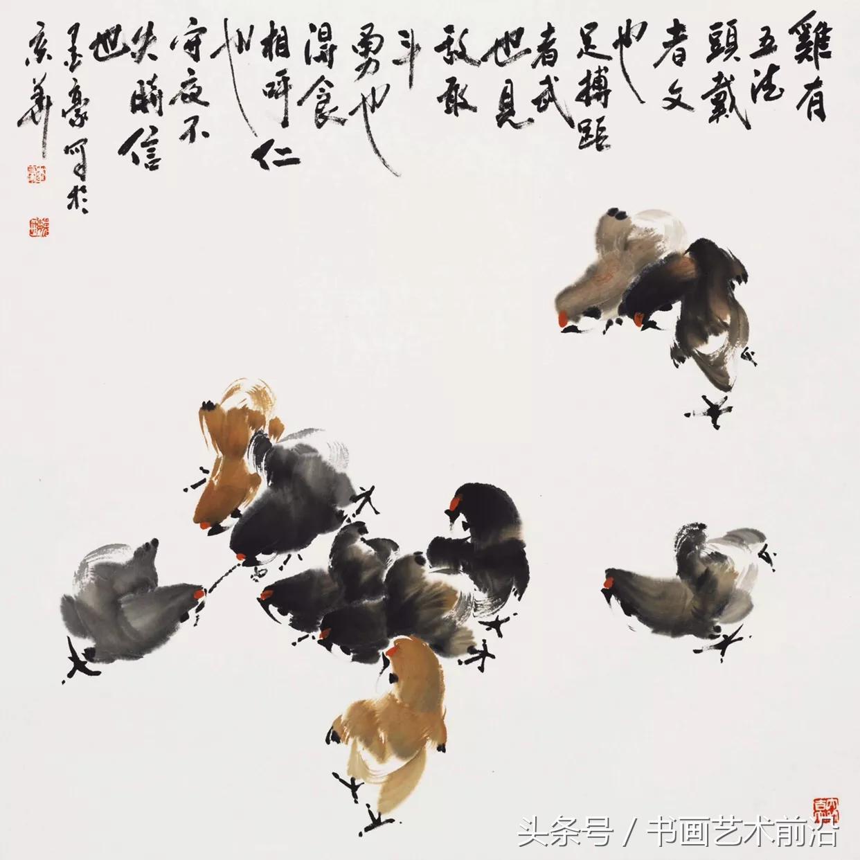 独具一格写意人物毛笔画,墨豪画鸡独具一格