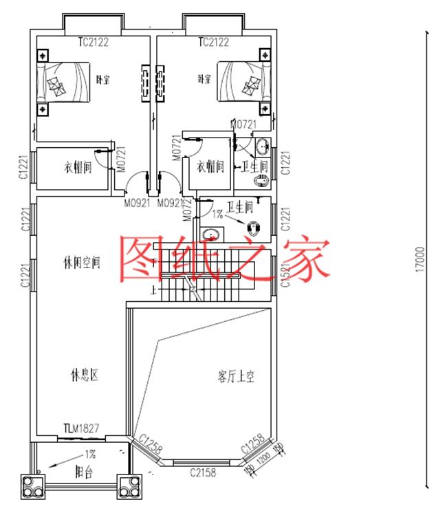 两开间二层中式别墅宅基地不规整,适合宅基地大的两层别墅