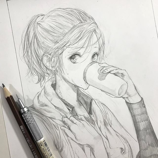 铅笔画动漫人物插画高难度,手绘铅笔画人物动漫古风