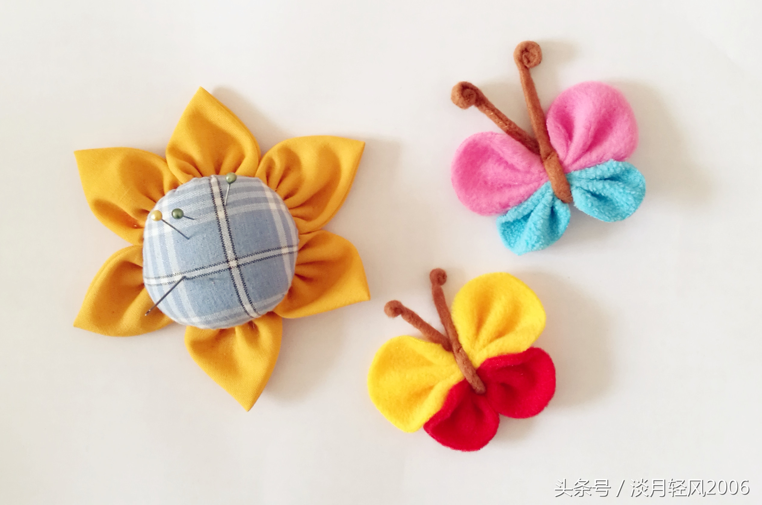 不织布做蝴蝶和甲壳虫,不织布蝴蝶简单手工图片