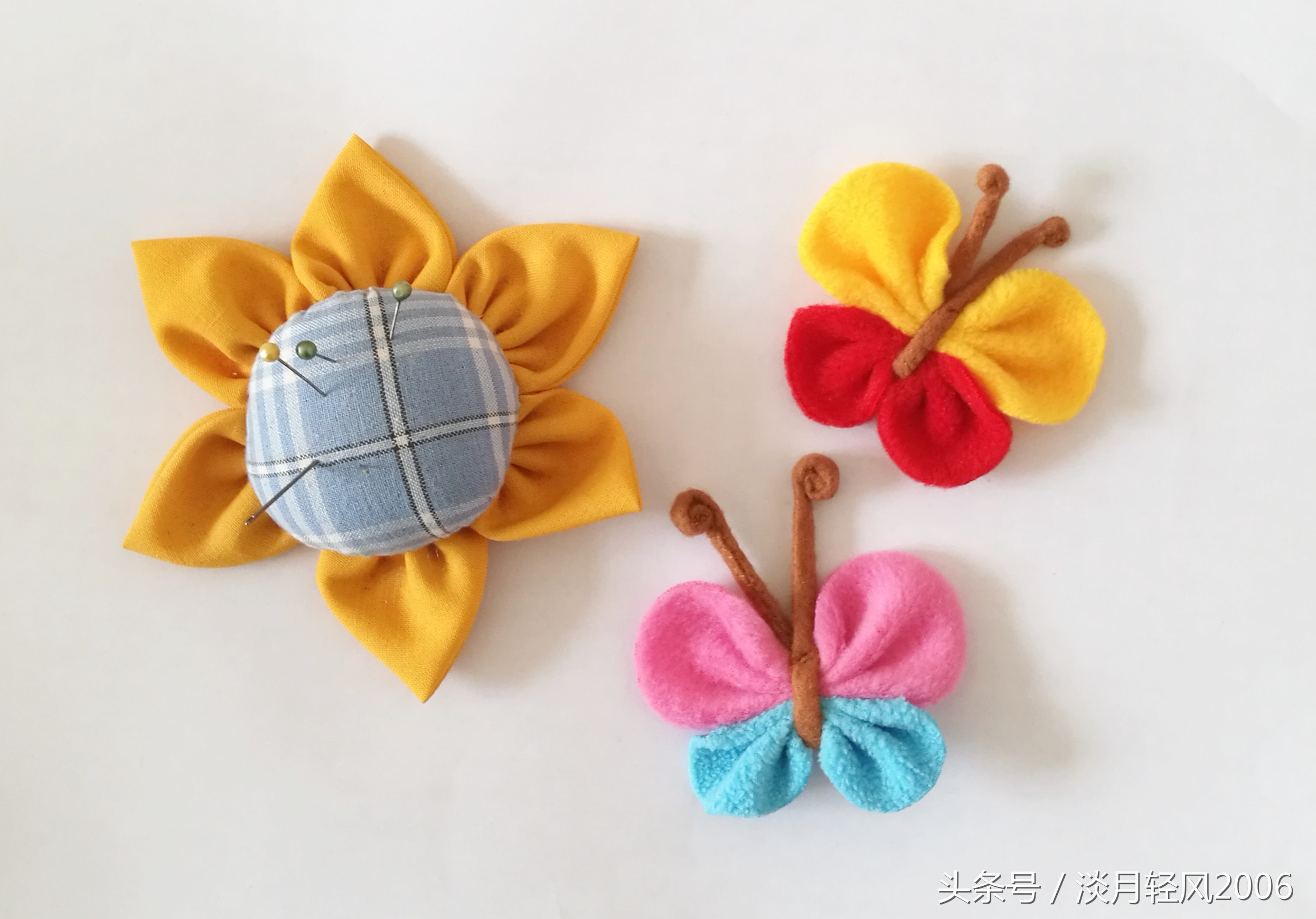 不织布做蝴蝶和甲壳虫,不织布蝴蝶简单手工图片