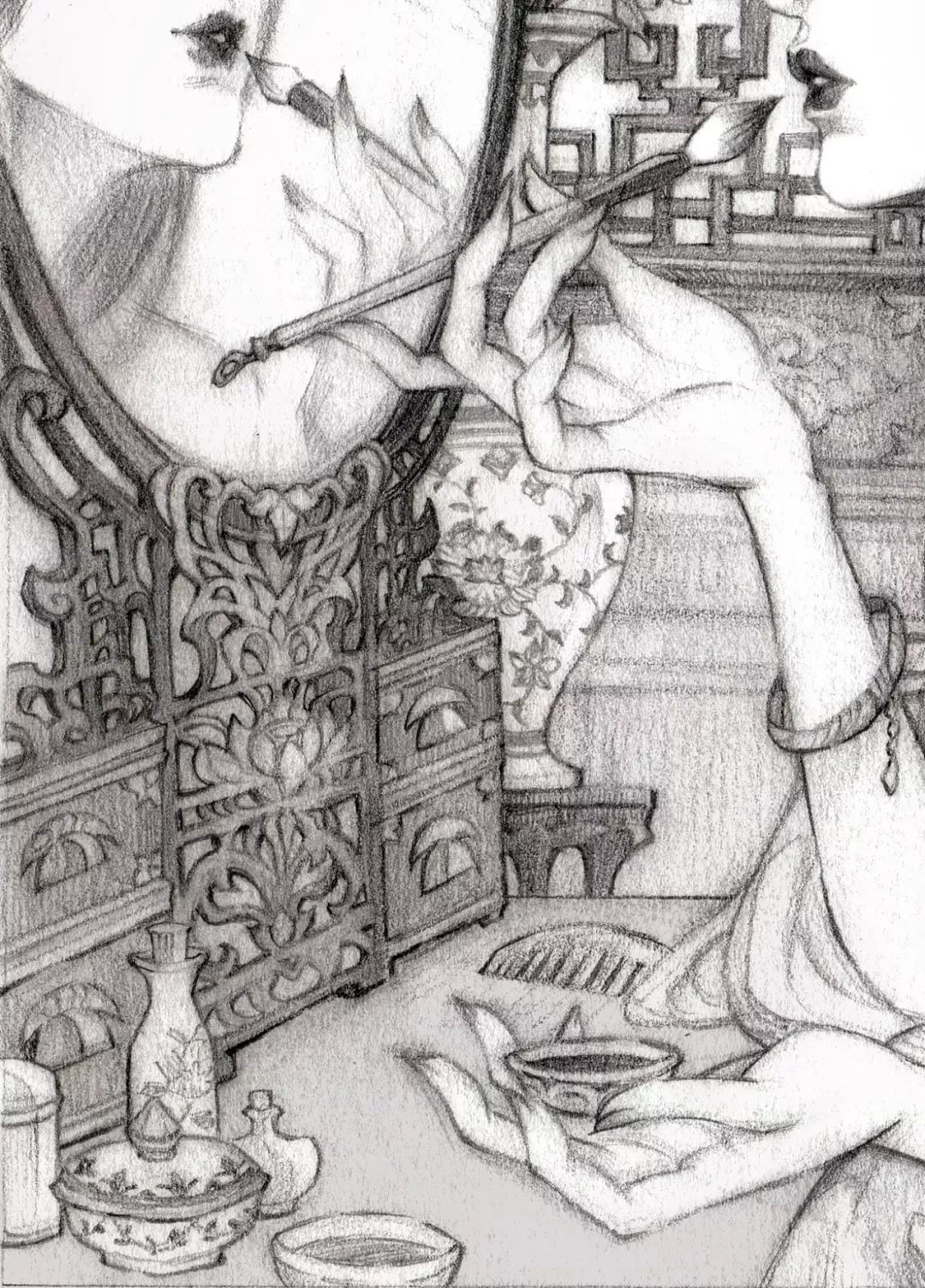 特别惊艳的古风美人画稿,惊艳古风美人手绘