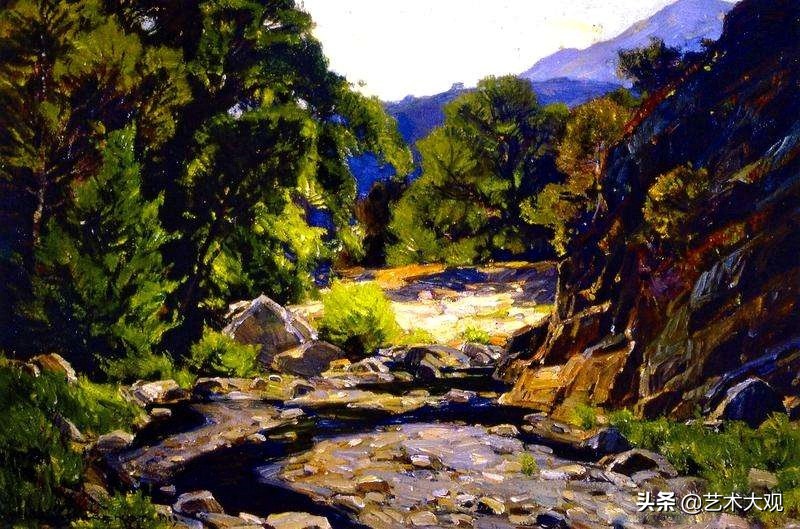 美国当代风景油画写生作品,美国大峡谷古典风景油画