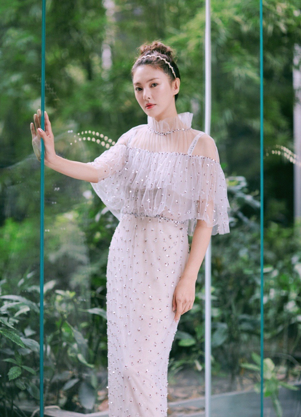 张雨绮甜美风绿色裙子,张雨绮同款粉色连衣裙