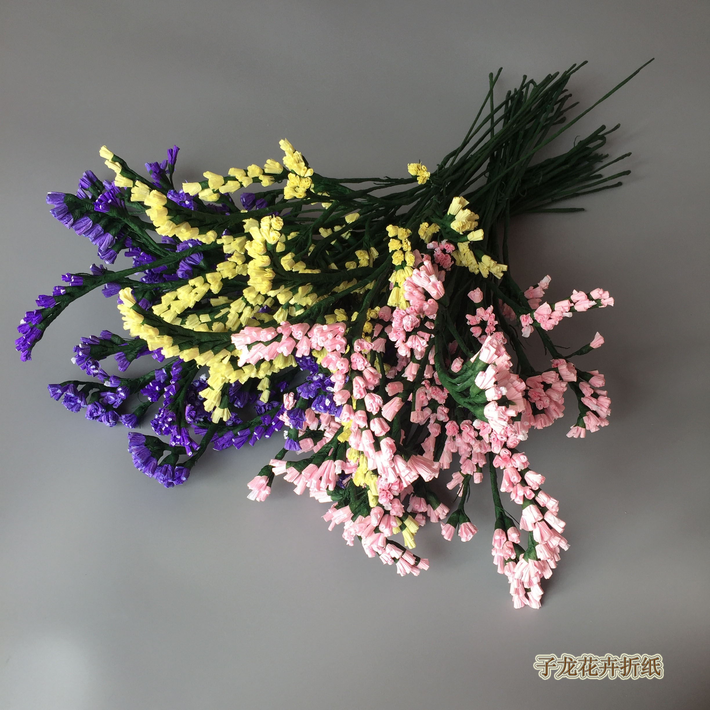 折纸花束教程简单,勿忘我皱纹纸花朵做法大全