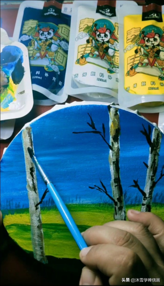 超简单日出的丙烯画教程,简单初学丙烯画夕阳倒影