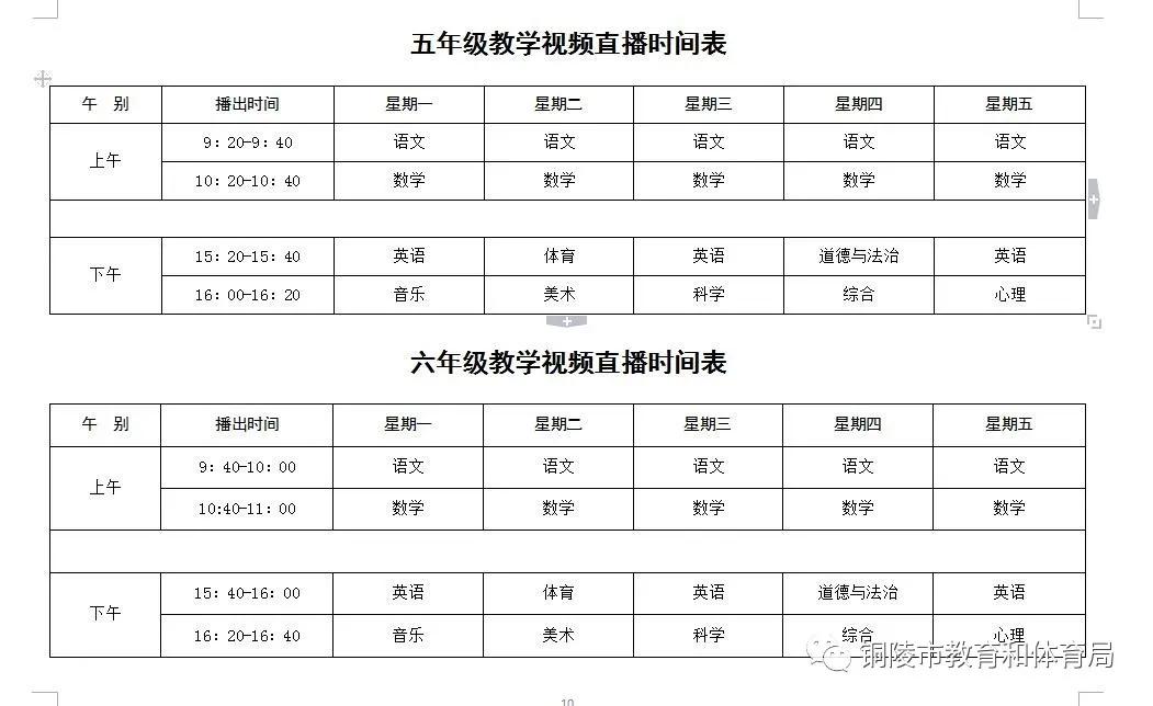 刚刚!铜陵市线上教育教学工作方案公布！含视频直播时间表