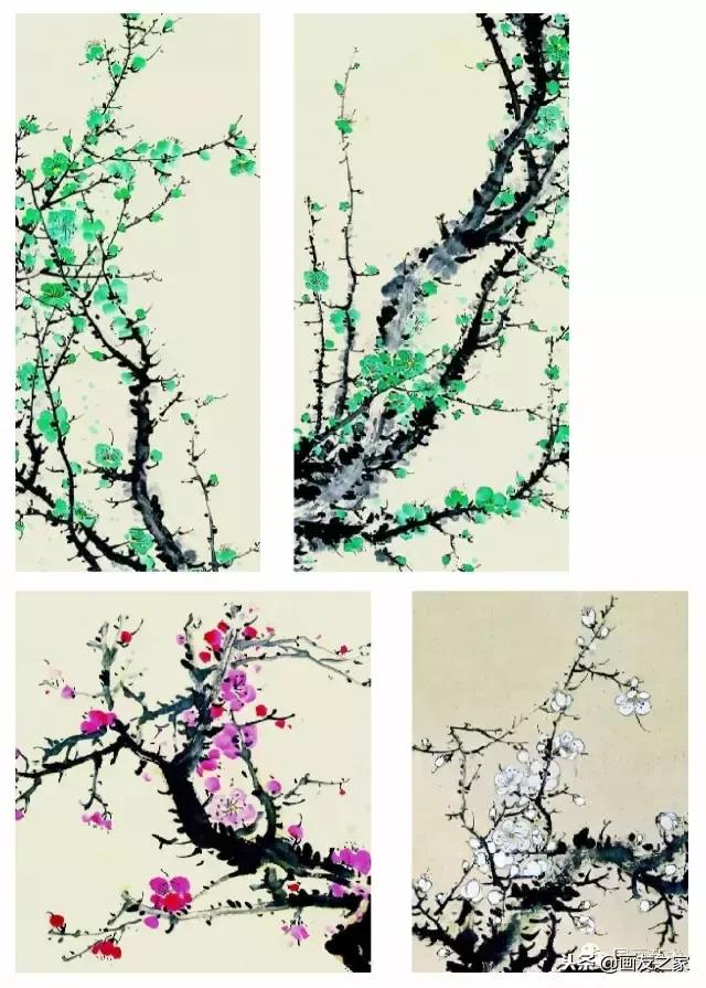 董寿平国画梅花老树干的画法,国画梅花花瓣的画法视频教程