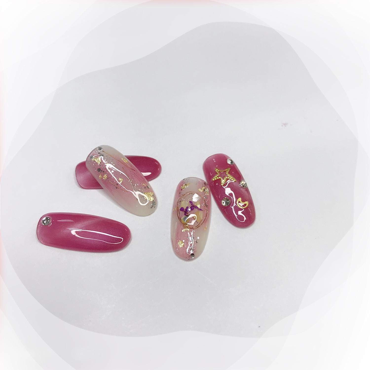 简单晕染美甲教程腮红黄皮,美甲网红款红色日系晕染