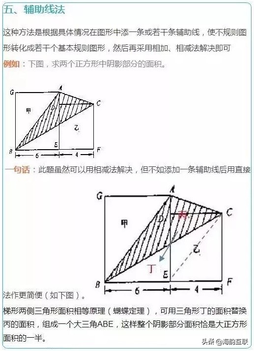 初中图形面积题解题方法,初中数学求面积的经典题型