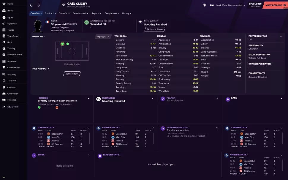 fm2021各位置最强球员排行,fm2021自由球员