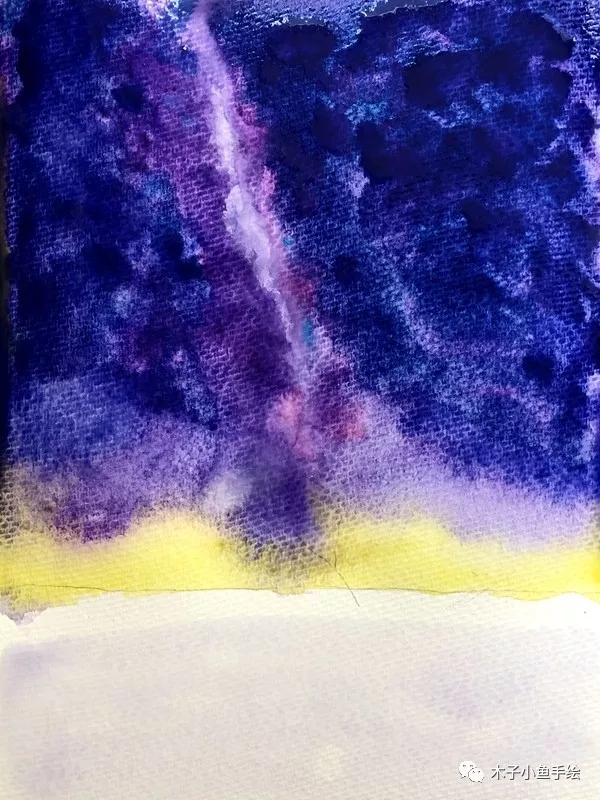 紫色粉色星空画画教程,水彩画紫色星空