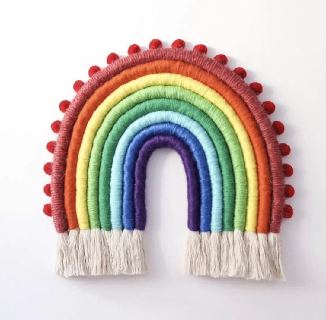 自制漂亮的挂毯,做彩虹云朵挂坠