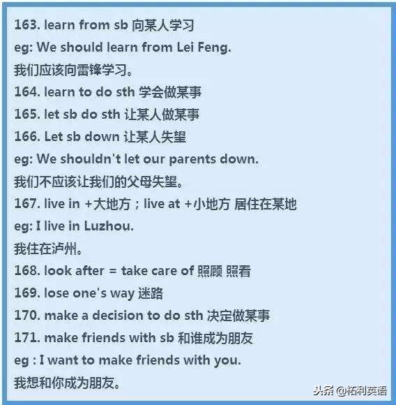 小学初中必背英语短语,初中英语短语固定搭配及用法