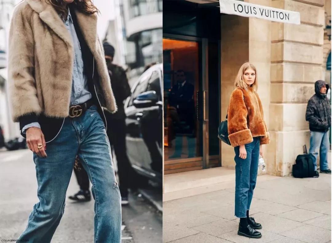 同事穿了一件新的大衣,皮草怎么穿不胖中长款