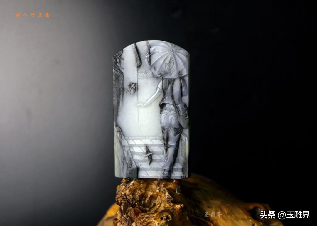 最漂亮的和田青花料,和田玉青花人物巧雕