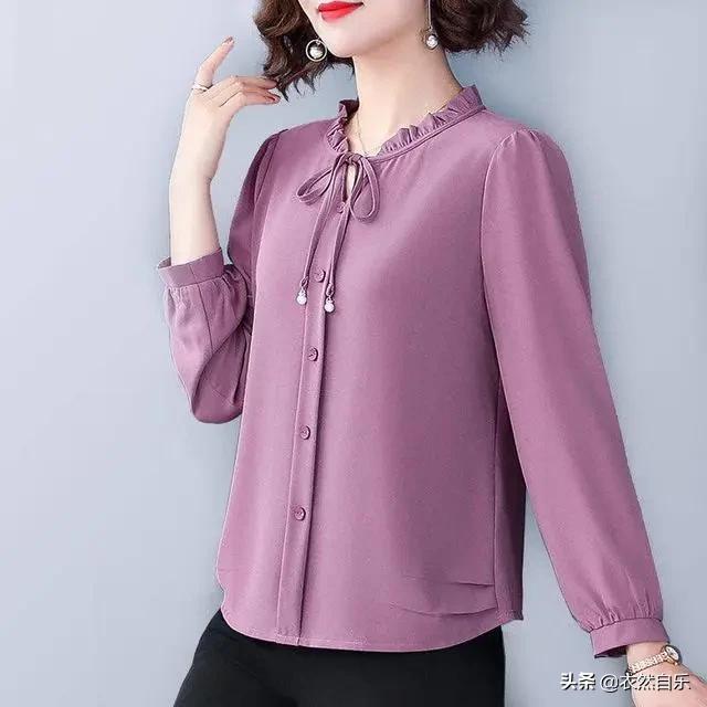 洋气微胖女春装衬衫,微胖大码宽松显瘦高级感衬衫女