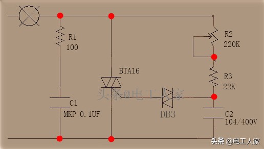220v可控硅电子调光器电路解说,可控硅调光电源电路详图