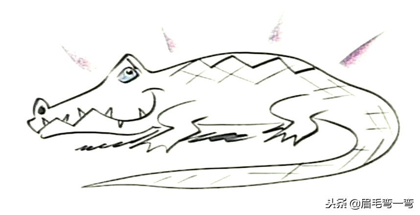 变异狂暴鳄鱼简笔画,鳄鱼爱上长颈鹿简笔画