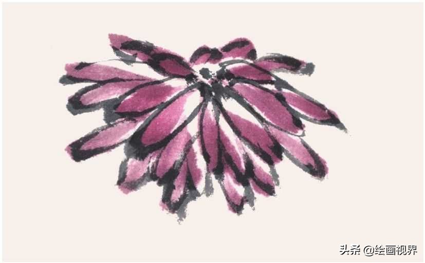 菊花花头国画画法和步骤,菊花花头写意画法教程