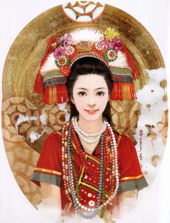 五十六个民族五十六枝花画,五十六个民族人物画高难度