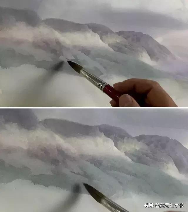 水彩画山风景入门,远山画法入门教程